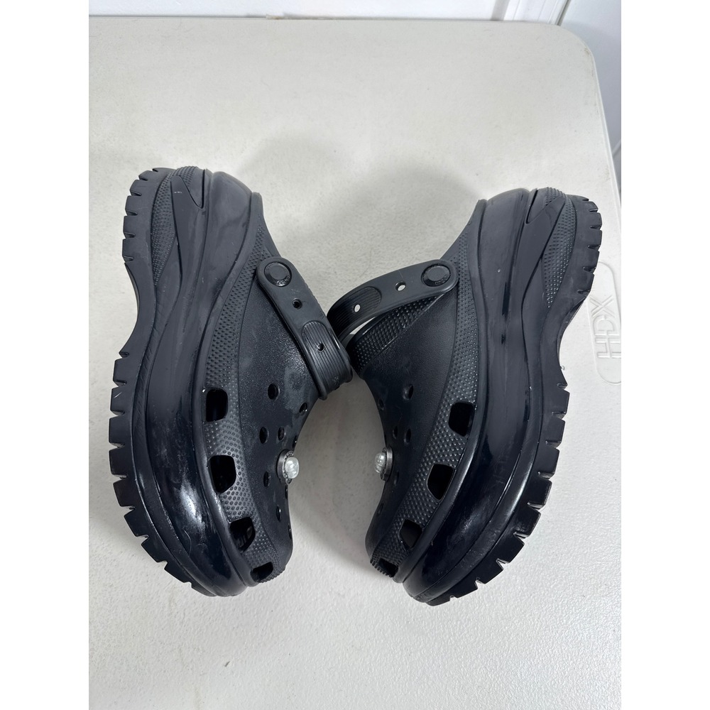 Crocs Classic Crush Clog Black Platform Sandals Heart Jibbitz Womens Size 7